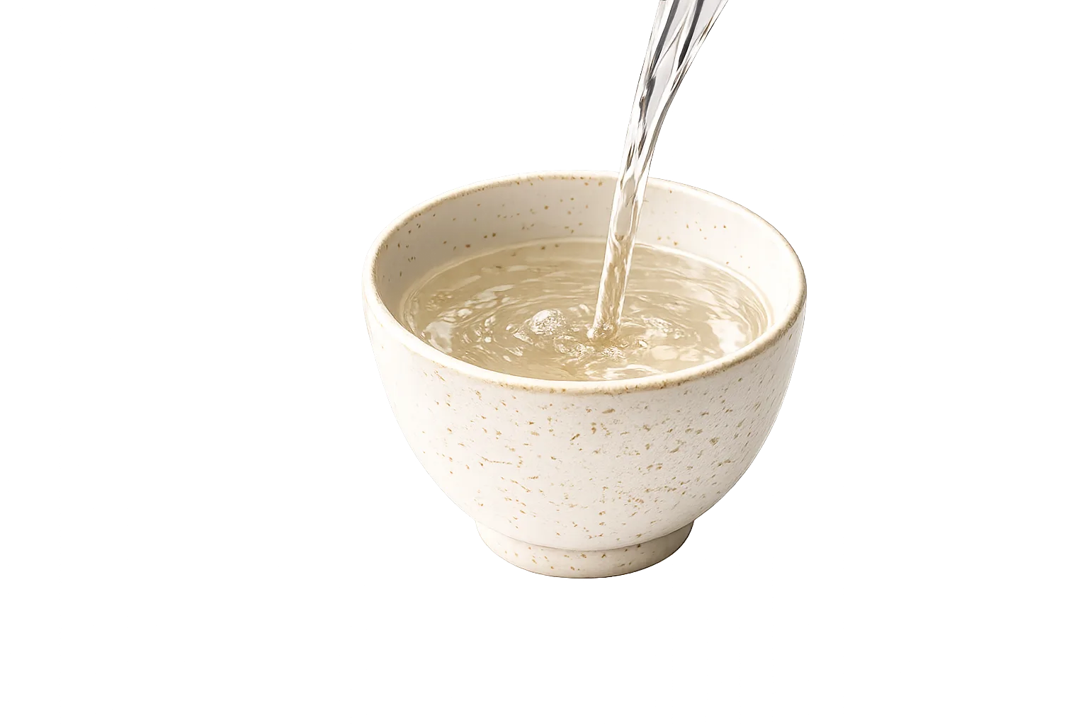 Milky yakju being poured into a ceramic bowl